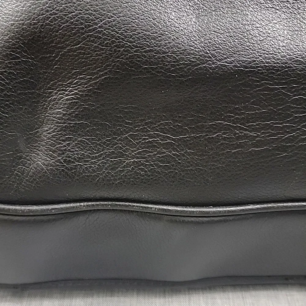 MORI Black Leather Briefcase / Computer Bag w/ Pockets, compartments, zippers